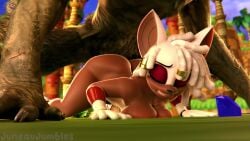 1boy 1girls 3d ambiguous_penetration animated ass_up big_ass big_breasts canine dark_skin dreadlocks female furry green_eyes gritted_teeth grunting juneaujumbles knot outside rouge_the_bat sonic_(series) tagme video voice_acted werewolf white_hair