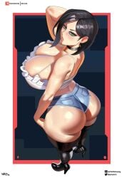 1girls ass black_hair booty_shorts breasts dat_ass delta26 denim_shorts female huge_ass large_breasts light-skinned_female light_skin riot_games short_hair short_shorts shorts thick_thighs valorant viper_(valorant)