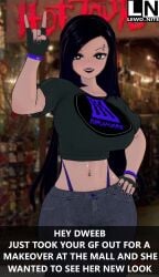 big_breasts disney disney_channel disney_xd goth goth_girl gravity_falls hot_topic lewd_nite offscreen_character peace_sign smiling snapchat tagme tambry text wendy_corduroy