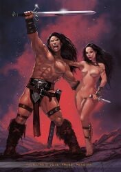 10s 1boy 1futa 2015 areolae balls blood breasts conan_the_adventurer conan_the_barbarian_(series) demoness deviantart deviantart_username dickgirl digital_art duo fantasy flaccid frans_mensink futanari human lgbt_pride light-skinned_futanari light-skinned_male light_skin male muscular naked nipples nude occult_academy penis standing succubi