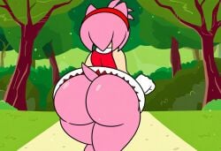 1girls ai_generated amy_rose anthro ass ass_focus back back_view bubble_butt clothed dat_ass female female_only from_behind furry gloves hairband hedgehog huge_ass mullon no_underwear novelai outdoors pink_body public public_exposure public_nudity revealing_clothes sega solo sonic_(series) tail thick_thighs underass upskirt