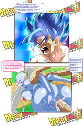 1boy 1girls angel_(dragon_ball) blue_skin dicasty dragon_ball dragon_ball_super female male son_goku spanish_text super_saiyan_blue super_saiyan_blue_evolution universe_6/universe_7 vados