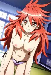 1girls ai_generated amou_kanade breasts midriff nipples nude nude_female red_eyes red_hair senki_zesshou_symphogear