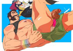 abs balls bara beard biceps big_balls big_penis canon_couple clothing daddy double_penetration gay green_shorts hairy hairy_chest hairy_legs hairy_male kantocryz league_of_legends malcolm_graves male male/male male_nipples male_only manly mature_male muscular_male nipples pecs penis pierced_genitals plug_(sex_toy) riot_games sex_toy sex_toy_in_ass sex_toy_insertion sex_toy_under_clothing shirt_over_chest shorts tobias_fate toy_under_clothes toy_under_clothing