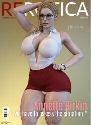 1girls 3d annette_birkin ass big_breasts breasts bubble_ass bubble_butt capcom cga3d cleavage clothing curvaceous curvy curvy_body curvy_female curvy_figure erect_nipples erotichris female female_only hard_nipples magazine magazine_cover mature_female milf pale_skin patreon_username resident_evil resident_evil_2 resident_evil_2_remake solo thick_thighs twitter_username voluptuous voluptuous_female wide_hips