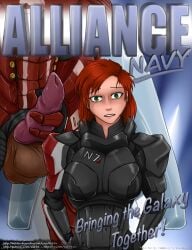 1boy 1girls alien commander_shepard female femshep green_eyes huge_cock image_set kef34 mass_effect red_hair