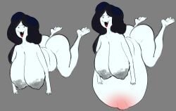 1girls adventure_time ass barefoot belly big_ass big_belly big_breasts black_hair breasts fangs female huge_breasts hyper_belly hyper_breasts marceline nipples nude outie_navel pale pale_skin pregnant sagging_breasts sharp_teeth solo vampire zevix