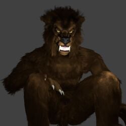 2024 3d absurd_res angry anthro arm_tuft ass bent_over betlv big_fangs black_nose blender_(artwork) blender_eevee brown_body brown_fur canid canine canine_nose claws cursed digital_media_(artwork) digitigrade ear_tuft ears_back fangs female flat_chested fur genitals grey_background gums hand_on_leg hand_on_thigh hi_res looking_at_viewer low-angle_view mammal mythological_canine mythological_creature mythology nude pink_pussy pivoted_ears presenting presenting_pussy pussy simple_background snarling solo standing teeth tuft werecanid werecanine werecreature werewolf white_claws worm's-eye_view yellow_eyes