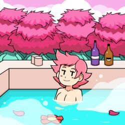 1girls breasts earthbound female female_only kumatora looking_at_viewer mob_face mother_(series) mother_3 nintendo nude pink_hair smile solo tagme water