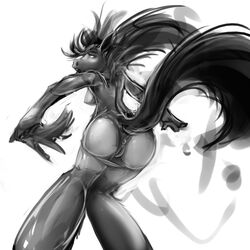 1:1 2016 anthro anus ass breasts equid equine female horse low-angle_view mammal mane monochrome nipples nude open_mouth pussy simple_background solo transformation watsup white_background worm's-eye_view