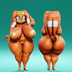 1female 3d big_ass big_breasts blue_eyes echidna female_only furry furry_only headwear naked naked_female orange_skin sagging_breasts simple_background small_feet smile smiling smiling_at_viewer sonic_(series) sonic_adventure sonic_the_hedgehog_(series) tail tikal_the_echidna vulkyasha yellow_nipples