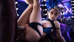 1girls 2boys akali anal anal_sex breasts dark-skinned_male double_penetration female interracial league_of_legends male panties_aside sex therealzoh threesome vaginal_penetration