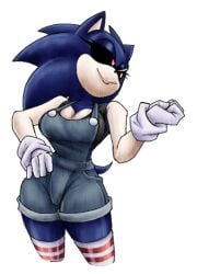 black_eyes blue_fur breasts female female_focus female_only fur gloves hedgehog iris_(sonictale32) mobian_(species) oc pose red_pupils smile smiling sonic.exe_(series) sonic_(series) sonictale32 tail tastefulanatomy wide_hips