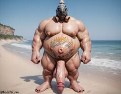 1boy ai_generated balls bara beach belly_tattoo big_balls big_belly big_muscles big_nipples big_pecs big_penis booster_rex daddy dilf erect_nipples erection fat fat_belly fat_man gay hair huge_balls huge_belly huge_cock huge_muscles huge_nipples huge_pecs human hunk hyper hyper_balls hyper_penis mako_rutledge male male_only mask mask_only masked_male muscular muscular_human muscular_male navel nipples nude obese obese_human obese_male overwatch overwatch_2 overweight overweight_human overweight_male pecs penis ponytail roadhog sand signature solo water white_hair