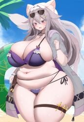big_breasts bikini breasts chubby cleavage female furry huge_breasts kakuteki11029 tagme thick_thighs wide_hips
