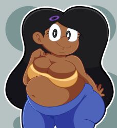 belly_button big_belly big_breasts big_hair big_hips big_thighs breasts chubby chubby_female croptop dark-skinned_female dark_skin fat female kangaroomyty seraphina_(kangaroomyty)