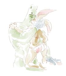 big_cheese duo green_body kissing size_difference teatimetutu toontown_corporate_clash toontown_online toontown_rabbit