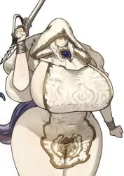 1girls big_ass big_breasts bottomless elden_ring female female_only fromsoftware godskin_noble hood huge_ass huge_breasts miaojiangyou rule_63 sideboob thick_thighs wide_hips