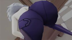 3d animated ass ass_focus ass_shake bare_shoulders blue_hair bodysuit cameltoe female from_behind genshin_impact huge_ass jiggle kishi longer_than_30_seconds pants short_hair solo tagme thick_thighs twerking video video yelan_(genshin_impact)