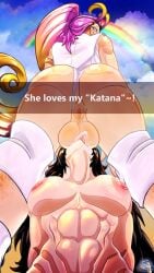 1futa 1girls anus ass autumn_xiao_long backsack balls ballsurfing big_breasts black_hair blake_belladonna blonde_hair blowjob bottomless breasts caption cat_girl clothed clothing deepthroat dinotits dominant_futanari duo english_text faunus fellatio female femsub full-package_futanari futa_on_female futadom futanari hands_on_thighs human intersex licking licking_balls light-skinned_female light-skinned_futanari light_skin looking_at_viewer looking_back looking_down low-angle_view neck_bulge original_character partially_clothed penis pink_hair precum rainbow rwby smug snapchat standing submissive_female sword_swallowing_position tagme testicles text throat_bulge tongue_out_blowjob two_tone_hair vagina