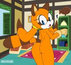 anthro ass breasts clothing colored female gloves handwear hi_res invalid_tag mammal marine_the_raccoon nude open_mouth orange_body procyonid raccoon sega side_boob snailbail22 solo sonic_(series) sonic_the_hedgehog_(series) tenshigarden