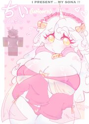 1girls :< big_breasts breasts chii_(kittenbanana) chubby collar english_text kittenbanana no_sex pajamas pink_clothing reference_image roblox roblox_avatar robloxian self_upload slightly_chubby_female tagme text thick_thighs thighs unicorn_horn white_skin