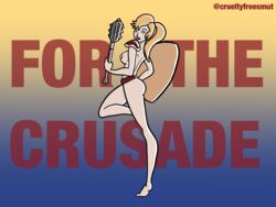 blizzard_entertainment blonde_hair crueltyfreesmut female_only hearthstone human mace pinup scarlet_crusade scarlet_crusader shield warcraft