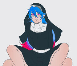 ahe_gao anal blue_hair cute femboy gay innocent long_hair lu male nun pink_hair purple_eyes suibian suibian_lu teen yaoi