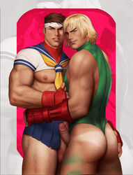 2boys ass ass_grab bara black_hair black_hair_bottom blonde_hair blonde_hair_on_black_hair blonde_hair_top body_hair bodypaint brown_hair cammy_white_(cosplay) cosplay costume crossdressing domination drawnpr0n erection frottage gay ken_masters light_hair_on_dark_hair male male_only manly_crossdresser muscle muscular muscular_male nipple_tweak penis penises_touching rule_63 ryu_(street_fighter) sakura_kasugano_(cosplay) school_uniform street_fighter tanline uncensored wedgie yaoi