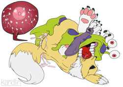 anthro breasts canid canine cum cum_in_pussy cum_inside digimon digimon_(species) extreme_french_kiss female humor impregnation kandlin leg_lock male mammal nipples numemon open_mouth ovum penetration penis renamon saliva sex slug sperm_cell spread_legs straight tongue vaginal_penetration x-ray