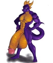 abs absurd_res anthro balls biceps big_balls big_pecs broad_shoulders collarbone dinosaur dragon dragon_horns flaccid full_body groin_tendon hands_on_hips hanging_balls hi_res hip_line horn horns huge_balls humanoid_penis hyper hyper_balls hyper_penis inguinal_ligament long_balls looking_at_viewer male male_only mechogama muscles muscular muscular_arms muscular_calves muscular_male muscular_thighs obliques pecs pelvic_line penis penis_base penis_line purple_body purple_skin retracted_foreskin sagging_balls serratus_anterior simple_background six_pack smile smirk smug solo spyro spyro_the_dragon standing tail thick_foreskin thick_tail two_tone_body uncut vein video_games white_background wide_shoulders