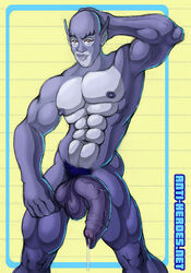 1boy abs anthro anti-heroes.net blue_fur cum_drip flaccid male male_only muscular naked nude panther panthro penis pinup pointy_ears six_pack solo thundercats