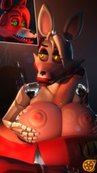 3d android animatronic anthro ass big_breasts big_butt breasts canid canine duo erection female five_nights_at_freddy's five_nights_at_freddy's_2 fox foxy_(fnaf) hi_res huge_breasts machine male mammal mangle_(fnaf) nipples nude paizuri penis robot sfrogue source_filmmaker straight video_games