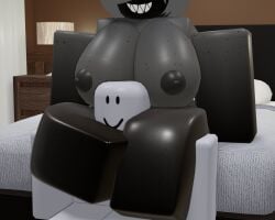 1boy 1girls 3d big_breasts breasts demon demon_girl dummy_(roblox) eldie_(lampshaderr34) grinning grinning_at_partner lampshaderr34 male/female nipples roblox robloxian tagme thick_thighs thighs