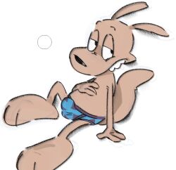 anthro bashful briefs bulge clothing cursor detailed_bulge gay gay-rabbit gay_anal gay_male gay_sex hand_on_chest homosexual homosexual_male macropod male male/male male_penetrated mammal marsupial nickelodeon overbite paws rocko's_modern_life rocko_rama sitting solo solo_male tail underwear wallaby