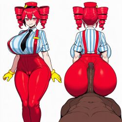 1boy 1girls ai_generated ass ass_bigger_than_head ass_bigger_than_torso ass_visible_through_thighs back back_view backboob big_ass big_breasts big_thighs blouse blush breasts breasts_bigger_than_head breasts_bigger_than_torso bubble_butt buttjob cameltoe clothed clothed_female clothed_female_nude_male clothing curvaceous curvy curvy_female curvy_figure dark-skinned_male fat_ass fat_breasts fat_pussy fat_thighs female front_view fully_clothed gigantic_ass gigantic_breasts gloves hands_on_hips hat high-waist_pants high_waisted_pants hips_wider_than_shoulders hourglass_figure huge_ass huge_breasts huge_thighs kasane_teto kasane_teto_(sv) large_ass large_breasts large_thighs looking_at_viewer male male_pov massive_ass massive_breasts mesmerizer_(vocaloid) mesmerizer_teto mv_character navel navel_visible_through_clothes necktie nervous nervous_smile nipple_bulge nude nude_male outercourse pants penis_between_ass plump plump_ass plump_labia plump_pussy plump_thighs pov pussy pussy_lips red_eyes red_hair sex shiny_clothes shirt sideboob simple_background skin_tight slim_waist smile straight striped_shirt suspenders synthesizer_v thick_thighs thighs tight_clothing tight_pants tight_shirt twin_drills utau vagina venus_body voluptuous voluptuous_female white_background wide_hips