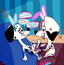 101_dalmatian_street 101_dalmatians 2019 animal_genitalia animal_penis animal_pussy balls bandana bedroom_eyes bite biting_lip blush bodypaint brother brother_and_sister canid canine canine_penis canine_pussy canis collar da_vinci_(101_dalmatians) dalmatian dawkins_(101_dalmatians) disney domestic_dog duo easter easter_balls fake_ears fake_rabbit_ears female feral half-closed_eyes holidays incest knot lips looking_pleasured male mammal open_mouth paint painted_balls penis pillow precum pussy seductive self_bite sibling sister smile spots text whitewolf20xx