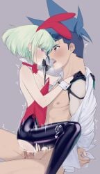 2boys 2d black_legwear blush bob_cut bowtie bunny_ears bunnysuit burrrntlemon color crossdressing crossdressing_male dominant embarrassed eye_contact fake_animal_ears femboy femboydom feminine_male full_color galo_thymos gay gay_sex leotard lio_fotia male male_on_femboy male_only male_playboy_bunny motion_lines nipple_slip nipples on_top open_shirt petite petite_body petite_male playboy_bunny playboy_bunny_costume playboy_bunny_leotard power_bottom promare riding_penis sex short_hair size_difference slim slim_male slim_waist strapless_leotard submissive_top tied_up torn_clothing visible_breath yaoi