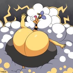 ampharos breasts electricity enormous_breasts female game_freak horns jumjumbalaya mega_ampharos mega_evolution nintendo pokemon pokemon_(species) tlumpling video_games wool_(fur)