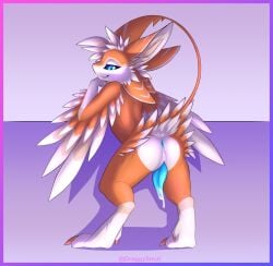 animal_genitalia anthro anus ass avali bedroom_eyes biped blue_eyes blush bodily_fluids claws cum cum_drip digital_drawing_(artwork) digital_media_(artwork) draggy_(draggysmut) draggyavali dripping erection feathers fur genital_fluids genital_slit genitals grin hi_res looking_at_viewer looking_back looking_back_at_viewer male multi_ear narrowed_eyes nude orange_body orange_fur paws penis presenting presenting_hindquarters raised_tail rear_view seductive signature simple_background slim smile smiling_at_viewer smirk solo sparkles standing tail tapering_penis white_body white_fur