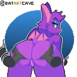 1:1 animated anthro anus ass batartcave bent_over blue_background butt_grab cheek_tuft chiropteran disembodied_hand female gradient_background green_eyes hand_on_butt looking_back loop mammal membranous_wings nude pink_anus pink_nose pink_pussy pixel_art presenting pussy rear_view solo_focus spread_anus spread_butt spread_pussy spreading transparent_background tuft white_outline wings