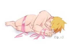 1boy absurd_res absurdres arms_tied bdsm blonde_hair bondage boruto:_naruto_next_generations boruto:naruto_next_generations boruto_uzumaki completely_naked completely_nude completely_nude_male facial_markings gay gift gift_wrapped hi_res high_resolution highres imminent_sex legs_together light-skinned_male light_skin lying lying_on_side male male_focus male_only messy_hair naked naruto naruto_(series) nude nude_male on_side pale-skinned_male pale_skin present pukpuk_sb restrained restrained_arms restraints ribbon ribbon_bondage ribbons seductive_pose shonen_jump shounen_jump shueisha sleeping solo solo_focus solo_male teen teenage teenage_male teenager twink uzumaki_boruto very_high_resolution weekly_shonen_jump weekly_shounen_jump whisker_markings whiskers white_background yaoi yellow_hair