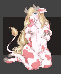 anthro bovid bovine breasts cattle design drawing female hi_res hooves horns illustration mammal nipples painting photoshop sex sketch solo tongue