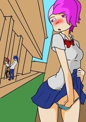 caught caught_in_the_act fnafhs maggie_(fnafhs) masturbation onnie_(fnafhs) pink_hair red_hair spying toddy_(fnafhs)