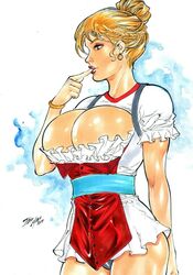 1girls 2019 big_breasts blonde_hair blue_eyes breasts cleavage cleavage_overflow dc dc_comics dirndl dress earth_2 ed_benes_studio female female_only finger_in_mouth finger_to_mouth full_cleavage gray_panties huge_breasts iago_maia kara_zor-l karen_starr large_breasts miniskirt national_personification oktoberfest panties power_girl short_dress solo superman_(series) tracht underwear uniform