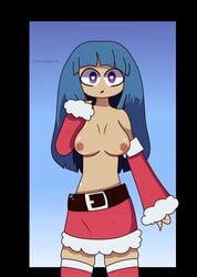 big_breasts blue_hair christmas fhs fhsz3r0 fnafhs fnafhs_z3ro fnafhsrule34 lily_(fnafhs) purple_eyes