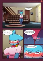 anthro big_breasts blush breasts cameltoe cartoon_network clothing comic japanese_text nicole_watterson panties text the_amazing_world_of_gumball thick_thighs translated underwear wherewolf