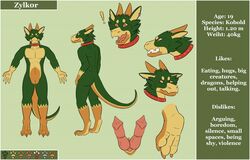 2018 angry animal_genitalia animal_penis anthro anthro_only collar diphallia diphallism feet furry green_scales happy hemipenes kobold looking_at_viewer male model_sheet multi_penis no_humans nude open_mouth orange_eyes paws penis piercing scales simple_background smile teeth text tongue wolfool zylk0r