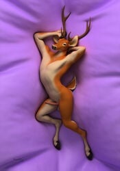 3d antlers beastmilk cervid hooves horn lying male male_only mammal penis solo