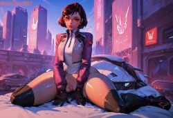 ai_generated charlychad007 d.va half_naked meka overwatch overwatch_2 pussy thick thick_thighs